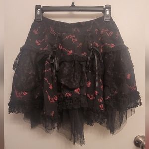 Red Queen's Black Legion RQ-BL Black Gothic Lolita Skirt Key/Crown Print